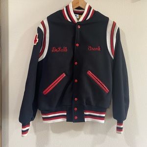 VINTAGE CUSTOM MADE AWARD JACKET BY KAYE BROS. CHICAGO LEATHER WOOL VARSITY